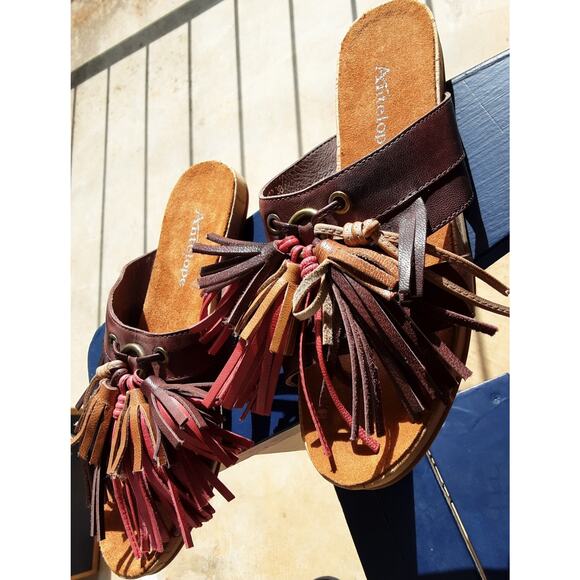 Antelope BADU A22 Fringed Leather Slide Sandals Size 7.5 - Picture 9 of 9